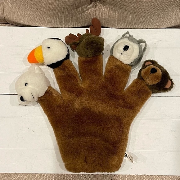 Arctic Circle Alaska Plush Finger Glove Hand Puppet Wolf Bear Moose Bear Puffin - Picture 1 of 5